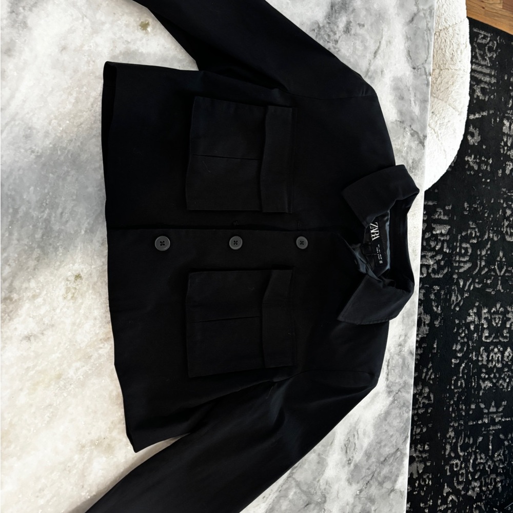 ZARA Black Lightweight Utility Shirt Jacket